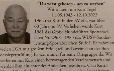 Trauer um Kurt Tegel