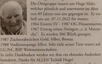 Trauer um Hugo Mahr