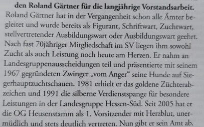 OG Heusenstamm sagt in der SV-Zeitung Danke Roland!