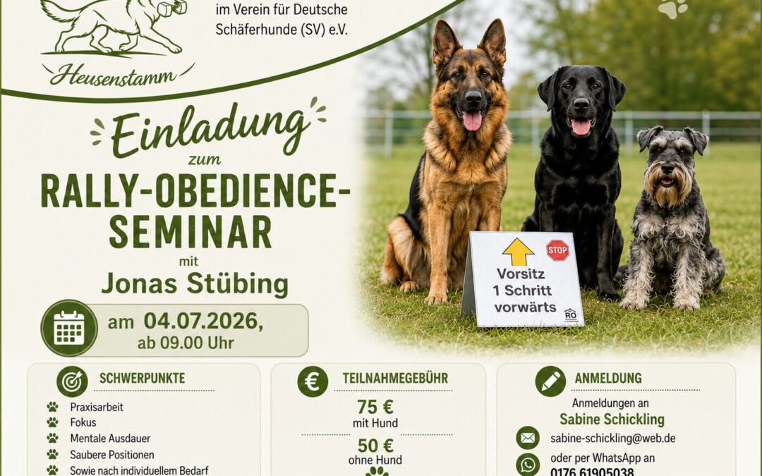 Seminar – Rallye-Obedience mit Jonas Stübing am 04. Juli 2026